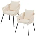 Produktbild: Gartenstühle Stuhl 2er Set Seilgeflecht Outdoor Sessel Beige B-WARE