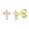 Produktbild: Xenox Ohrstecker Damen Kreuz Zirkonia 925 Silber Vergoldet XS10039G