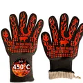 Produktbild: Feuerfeste Handschuhe BBQ - Grillhandschuhe by Beefstone - bis 450°C hitzebeständige, waschbare Ofenhandschuhe/Kochhandschuhe/Backhandschuhe aus Silikon/Deyan-Faser/Baumwolle 34cm, 1 Paar