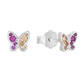 Produktbild: s.Oliver Ohrstecker 925 Sterling Silber Mädchen Kinder Ohrschmuck, mit Zirkonia synth, 0,5 cm, Multicolor, Schmetterling, Kommt in Schmuck Geschenk Box, 2031532