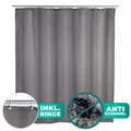 Produktbild: WENKO Dusch Vorhang UNI 180x200 cm Badewannen Ringe Anti Schimmel waschbar grau