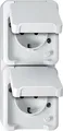 Produktbild: Merten MEG2328-8029 Schutzkontakt-Doppel-Steckdose, senkrecht angeordnet mit BRS, lichtgrau, AQUASTAR