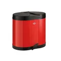 Produktbild: Wesco Ökosammler 170 in der Farbe rot, pulverbeschichtetes Stahlblech, zwei getrennte 15 Liter Einsätze aus Kunststoff, Kunststoff-Fußtritt