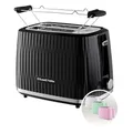 Produktbild: Russell Hobbs Toaster [für 2 Scheiben] Eden (6 Bräunungsstufen, Hebefunktion, Auftau-, Aufwärm- & Stoppfunktion, Krümelschublade, Brötchenaufsatz, Schwarz) 27371-56