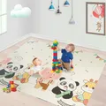 Produktbild: CCLIFE Krabbelmatte Baby Spielmatte Kinder 196x176x1cm Faltbar Spielteppich Spielunterlage Groß Rutschfest Beidseitig Tragbar Wasserdicht Innen Außen Bunt