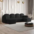 Produktbild: Masseno Ecksofa NUBERO mit Schlaffunktion U-Form, Sofa mit Bettkasten, Wohnzimmersofa, Couch, Soffa, Bettsofa, Couchgarnitur- Schwarz, QUELLE 100