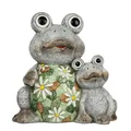 Produktbild: Garten Figur Froschpaar MOSAIK FLOWER H. 31cm grau grün Magnesia Formano S25