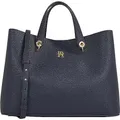 Produktbild: Tommy Hilfiger Damen Satchel Tasche Emblem abnehmbarer Schulterriemen, Blau (Space Blue), Einheitsgröße