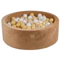 Produktbild: MEOWBABY Bällebad Baby - Rund 90x30cm Baby Pool für Kinder mit 200 Bälle, Supersoft Samt, Karamell: Weiß/Transparent/Beige