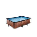 Produktbild: EXIT Toys Wood Pool - 220x150x65cm - Rechteckiger, Kompakter Rahmenpool mit Kartuschenfilterpumpe - Leicht Zugänglich - Für Kleinkinder Geeignet - Starker Rahmen - Einzigartiges Design - Braun