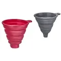 Produktbild: WESTMARK Trichter Silikon, hitzebeständig bis 200° C, 2-teilig 21212270 , 1 Set = 2 Trichter, rot ⵁ10 cm, grau ⵁ11cm