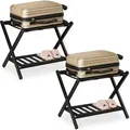 Produktbild: Relaxdays - Kofferständer klappbar, 2er Set, Holz, HxBxT: 54 x 66 x 45 cm, 2 Ablagen, Kofferaufbewahrung Hotel, schwarz