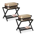 Produktbild: Relaxdays Kofferständer klappbar, 2er Set, Holz, HxBxT: 54 x 66 x 45 cm, 2 Ablagen, Kofferaufbewahrung Hotel, schwarz