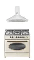 Produktbild: Gurari GCH E 914 Cr R  Retro Gas Elektro Standherd 90 cm+Dunstabzugshaube 90 cm