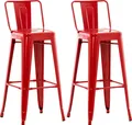 Produktbild: CLP 2er Set Barhocker Mason aus Metall mit Fußstütze,rot
