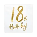 Produktbild: Party Deco Servietten für Geburtstag - 18th Birthday - 18. Geburtstag mit Goldschrift, 33 X 33 cm - Geburtstagsdeko Papierservietten für Event, Geburtstagparty, Jubiläum, Geburtstagsfeier