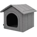 Produktbild: Bjird Tierhaus Hundehütte aus Kunstleinen für kleine mittelgroße und große Hunde, bei 30 Grad waschbar - krazfest - mit abnehmbarem Dach - made in EU grau 60 cm x 60 cm x 55 cm