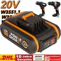 Produktbild: 3,8Ah 20V Li-Ionen Akku für Worx WA3550 WA3551 WA3551.1 WA3553 WA3553.1 WA3553.2