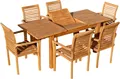 Produktbild: AS-S Teak Set: Gartengarnitur Bigfuss Ausziehtisch 130-180 x 80 cm mit 6 Alpen Sessel Holz Serie JAV