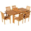 Produktbild: ASS Teak Set: Gartengarnitur Bigfuss Ausziehtisch 130-180 x 80 cm mit 6 Alpen Sessel Holz Serie JAV