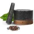 Produktbild: Mörser mit Stößel aus Granit & Holz Gewürzmörser Mortar and Pestle Ø11cm