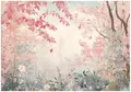 Produktbild: WallArena - Vlies Fototapete Landschaft Blumen 150x105 cm - Fototapeten - Tapeten - für Wohnzimmer Schlafzimmer - Vliestapete Wandtapete Tapete 3D Effekt- inkl. Kleister - Fantasie Wald Rosa