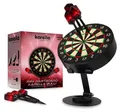 Produktbild: Karella Mini Dartboard Bulli, Miniatur Dartscheibe Ø 15 cm mit verstellbarem Metallständer, Set inkl. 6 Minidarts (Steel), für Zuhause, Schreibtisch, Deko, Geschenk