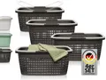 Produktbild: Hausfelder Wäschekorb Wäschewanne 58x37x25cm (Anthrazit-Schwarz, 4 Körbe, 35 l) (Set, 4 St., 4 x Wäschekorb), mit klappbaren Henkeln, mit Griffen, 35 Liter