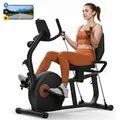 Produktbild: Liege-Ergometer, Heimtrainer Fahrrad für Zuhause, 8 Widerstandsstufen, mit Bluetooth, APP, LCD-Display, Beintrainer bis 158kg, Tablet-Halter, leise - Schwarz