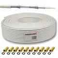 Produktbild: Premium X 15m BASIC Koaxialkabel 135dB 4-fach SAT Antennenkabel Koax-Kabel DVB-S / S2 DVB-C und DVB-T BK Anlagen 10x F-Stecker