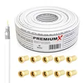 Produktbild: PremiumX 15m Koaxialkabel 135dB 4fach Satelliten Koaxkabel Antennenkabel Stecker