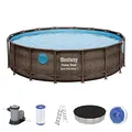 Produktbild: Bestway Power Steel™ Swim Vista Series™ Frame Pool Komplett-Set, rund, mit Filterpumpe, Sicherheitsleiter & Abdeckplane 488 cm x 122 cm
