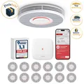 Produktbild: Rauchmelder WLAN mit Sprachausgabe 33mm vernetzt 12 Stück Brandmelder SBS50