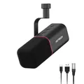 Produktbild: IXTECH Dynamisches Mikrofon mit Nierencharakteristik RGB Gesangsmikrofon USB XLR Studiomikrofon Software Stummschalttaste Microphone für Podcasting Streaming Aufnahme Gaming und Voice-Over Schwarz