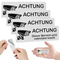 Produktbild: Pavlleen 4 Stück Schild Videoüberwachung Schilder, Selbstklebend Aluminium Achtung VideoüBerwachung Schild, 85mm×30mm Aluminium Hinweisschild Kamera ÜberwachungSchild, für Innen und Außenbereich