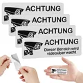 Produktbild: 4 Stück Schild Videoüberwachung SchilderSelbstklebend Aluminium Achtung Video...