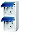 Produktbild: ABB 2CKA002084A0719 Schutzkontakt-Steckdose IP44 Lichtgrau (RAL 7035), Blau-Grün