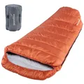 Produktbild: Skandika Schlafsack Vegas | XXL Mumienschlafsack mit Polycotton Innenfutter, für Erwachsene, koppelbar, 3 Jahreszeiten, bis -12°C, 220 x 110 cm | Winter Outdoor Camping Wandern (RV rechts, Cayenne)