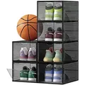 Produktbild: SONGMICS 6er Set Schuhboxen Schuh-Organizer mit Tür stapelbar bis Größe 45 schwarz - Schwarz