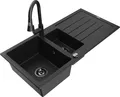 Produktbild: Mexen Andres Granitspüle 1,5-Becken Schwarz inkl. Mischbatterie