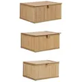 Produktbild: Relaxdays Aufbewahrungskorb 3er Set, Deckel & Stoffeinsatz, Bambus, Bad, Spielzeug, Aufbewahrungsbox, 3 Größen, natur
