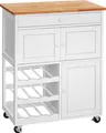 Produktbild: GOPLUS Kuechenwagen Servierwagen Beistellwagen Rollwagen Allzweckwagen 86,5 x 67 x 37cm (H x L x B) Natur und weiss