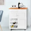 Produktbild: Kuechenwagen Servierwagen Beistellwagen Rollwagen Allzweckwagen 86,5 x 67 x 37cm (h x l x b) Natur und weiss - Goplus
