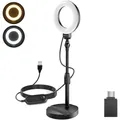 Produktbild: Ringlicht Tisch 13cm mit Ständer USB LED Selfie Video Beleuchtung für Smartph...