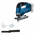 Produktbild: Bosch Professional 18V System Akku Stichsäge GST 18V-125 B (mit Bügelhandgriff, Neigungsschnitte bis zu einem Winkel von 45°, 1x Stichsägeblatt, Absaug-Set)