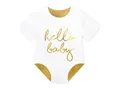 Produktbild: Servietten Hello Baby Strampler 32,5x31,5 cm 3-lagig 20 Stück Papierservietten Servierten für Geburt und Babyparty weiß gold bedruckt