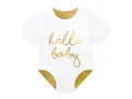 Produktbild: partydeco Papierserviette, Servietten Hello Baby / Strampler 32,5x31,5cm 20 Stück, weiß / gold