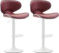 Produktbild: CLP 2er Set Barhocker Las Vegas V2 Kunstleder mit Fußstütze,bordeauxrot weiß