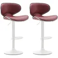 Produktbild: Clp - 2er Set Barhocker Las Vegas Kunstleder Bordeauxrot Weiß