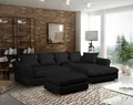 Produktbild: Ecksofa TIZIAN inkl. Polsterhocker in Stoff Salvador Schwarz Ottomane Rechts